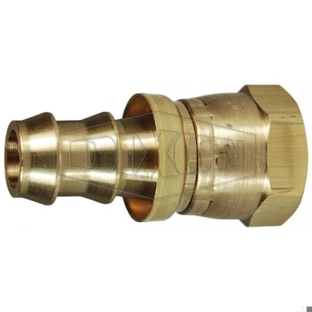 Dixon Hose Barb Fitting with Brass Cap, 45Deg Female SAE/37Deg Female JIC Swivel x Push-On Hose Barb End S 2870814CBC